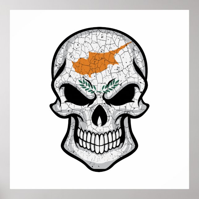Cyprus Smiling Skull Flag Poster (Front)