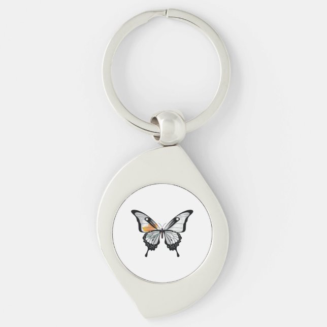 Cyprus Swallowtail Butterfly Flag Sticker Keychain (Front)