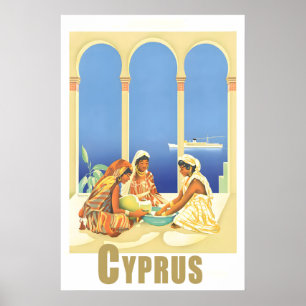 Cyprus Travel Poster Middle East Vintage Art Print