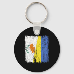 Cyprus Ukraine Half Flag Cypriot Ukrainian Heritag Keychain