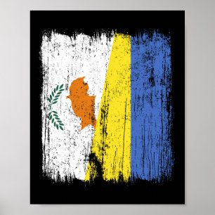 Cyprus Ukraine Half Flag Cypriot Ukrainian Heritag Poster
