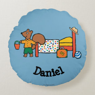 Cyril the Squirrel on Vacation Round Pillow