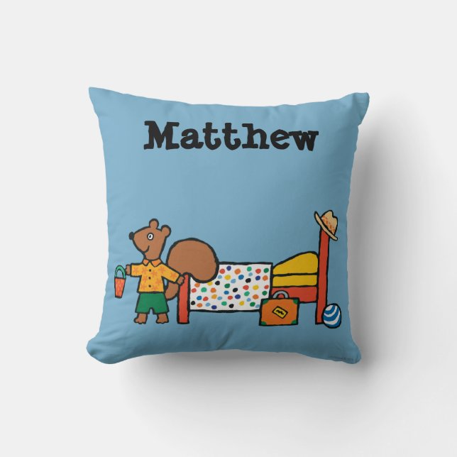 Cyril the Squirrel on Vacation Throw Pillow (Front)