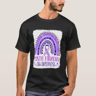 Cystic Fibrosis Awareness Bleached Rainbow Purple T-Shirt
