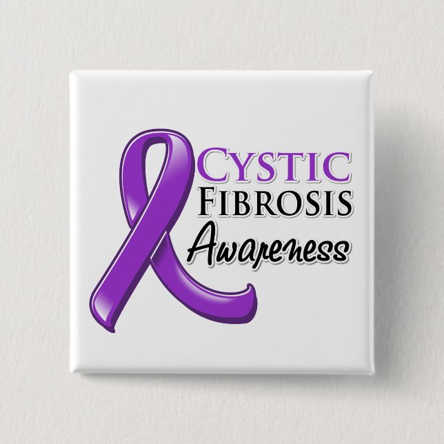 Cystic Fibrosis Awareness Ribbon 2 Inch Square Button (Front)