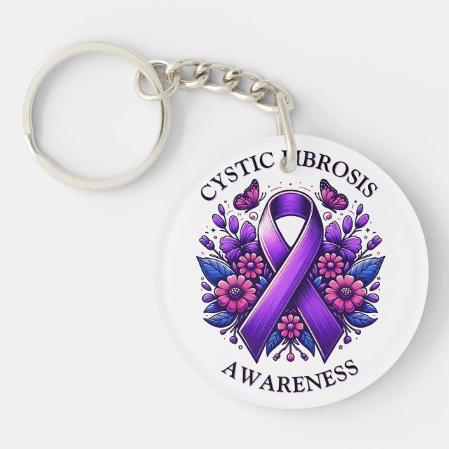 Cystic Fibrosis Awareness Ribbon Keychain (Front)
