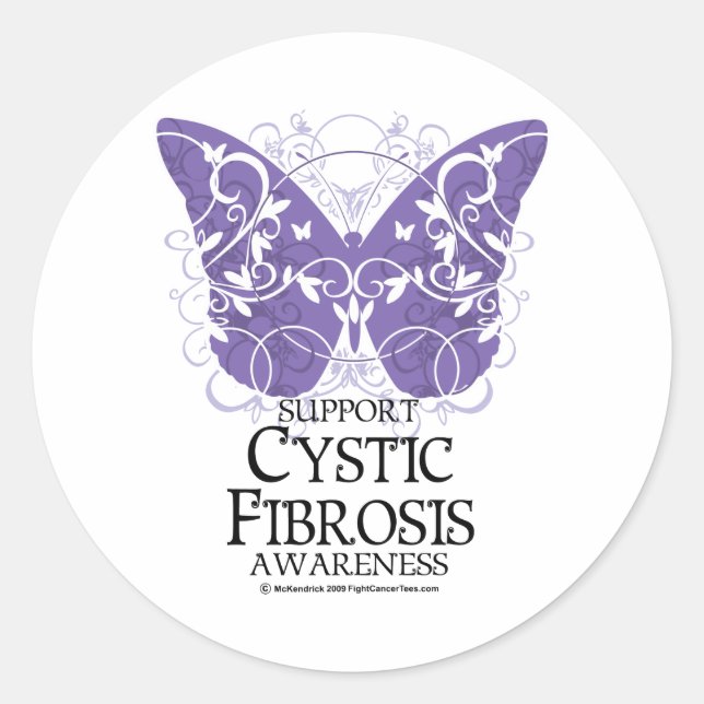 Cystic Fibrosis Butterfly Classic Round Sticker (Front)