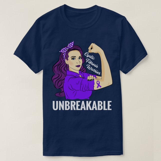Cystic Fibrosis CF Awareness Warrior Unbreakable T-Shirt (Design Front)