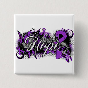 Cystic Fibrosis Hope Garden Ribbon 2 Inch Square Button