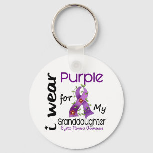 Cystic Fibrosis I Wear Purple For My Granddaughter Keychain
