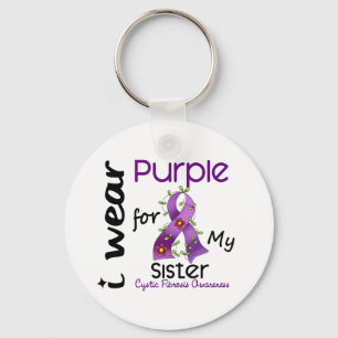 Cystic Fibrosis I Wear Purple For My Sister 43 Keychain