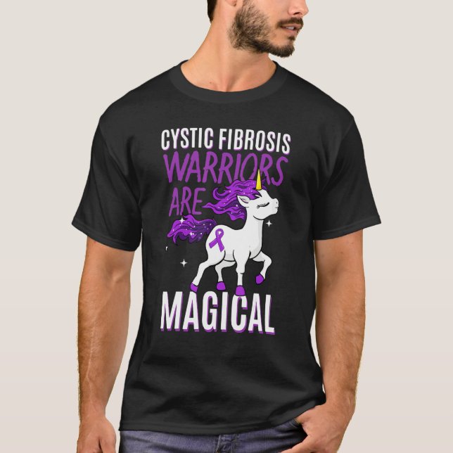 Cystic Fibrosis Warrior Magical Unicorn Purple T-Shirt (Front)
