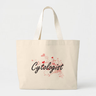 Cytologist Artistic Job Design with Hearts Large Tote Bag