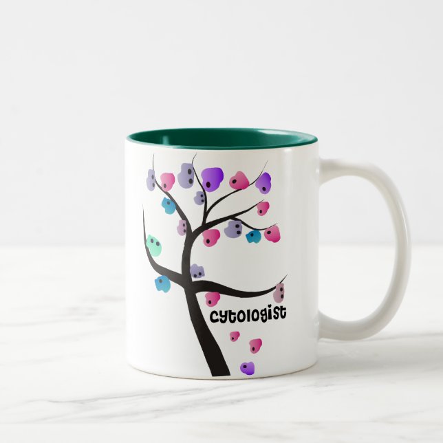 Cytologist Gifts Unique Tree With Cells Design Two-Tone Coffee Mug (Right)