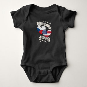 Czech American Heart Flags Czech Republic America Baby Bodysuit