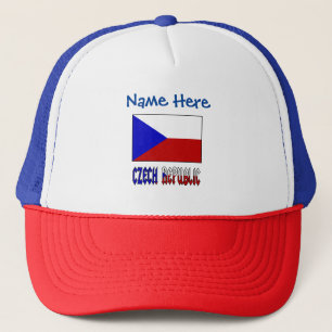 Czech and Czech Republic Flag Blue Personalized Trucker Hat