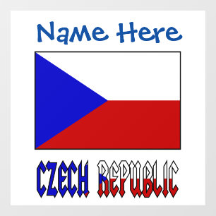 Czech and Czech Republic Flag Blue Personalized Window Cling