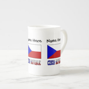 Czech and Czech Republic Flag Personalized  Bone China Mug