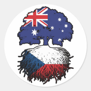 Czech Australian Australia Tree Roots Flag Classic Round Sticker
