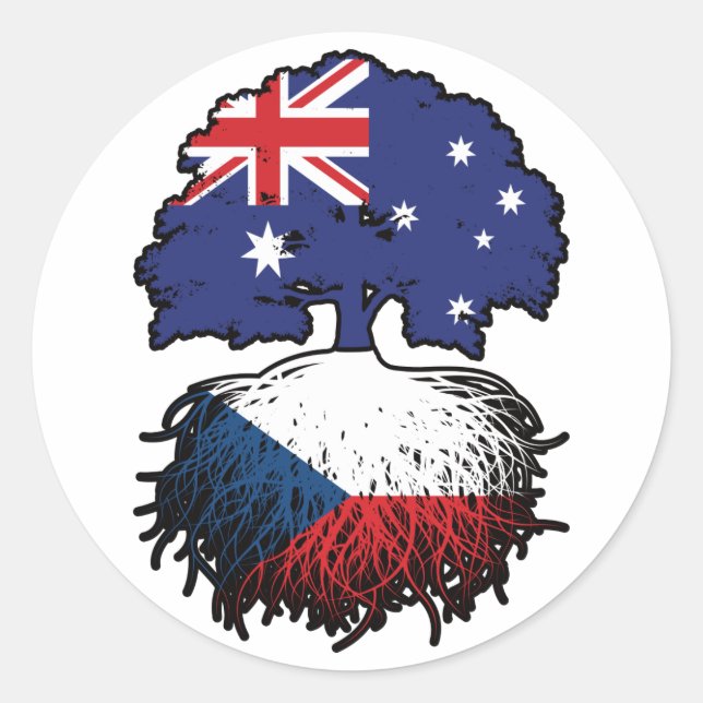 Czech Australian Australia Tree Roots Flag Classic Round Sticker (Front)