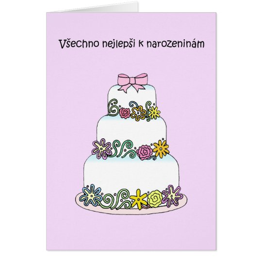Czech Birthday Stylish Cake Card