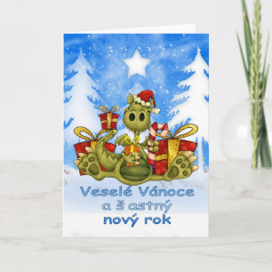Czech Christmas Card - Cute Dragon - Veselé váno