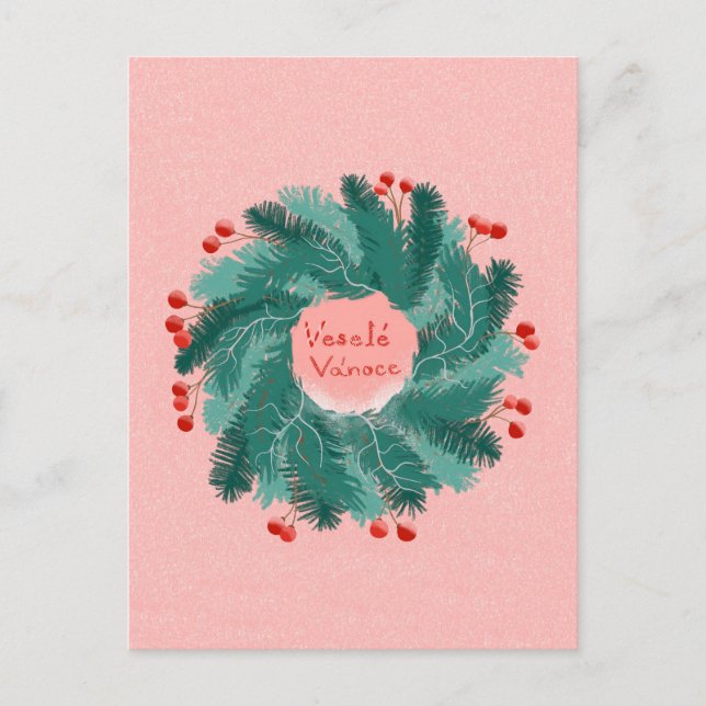 Czech Christmas wreath Postcard (Front)