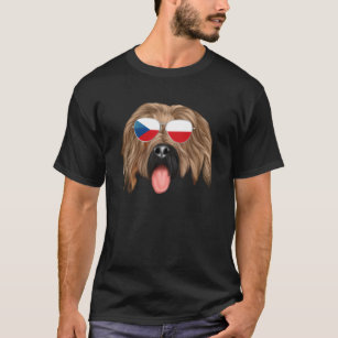 Czech Flag Briard Dog Czech Republic Pocket T-Shirt