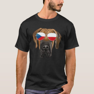 Czech Flag Brown Great Dane Dog Czech Republic Poc T-Shirt