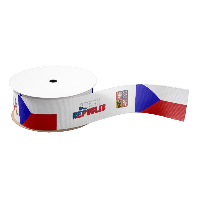 Czech flag-coat of arms   grosgrain ribbon (Spool)