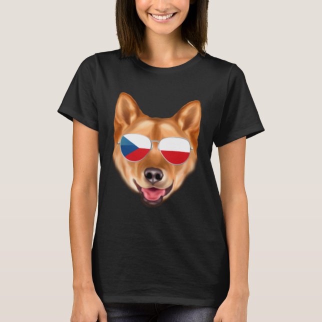 Czech Flag Finnish Spitz Dog Czech Republic Pocket T-Shirt (Front)