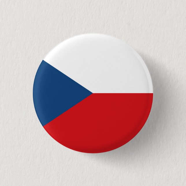 Czech Flag, Flag of Czech Republic 1 Inch Round Button (Front)