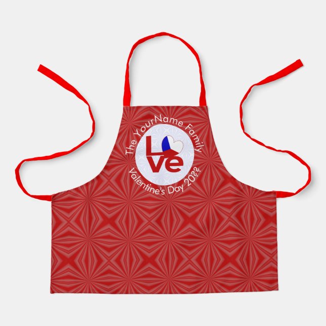 Czech Flag Red LOVE Personalized Kid's  Apron (Front)
