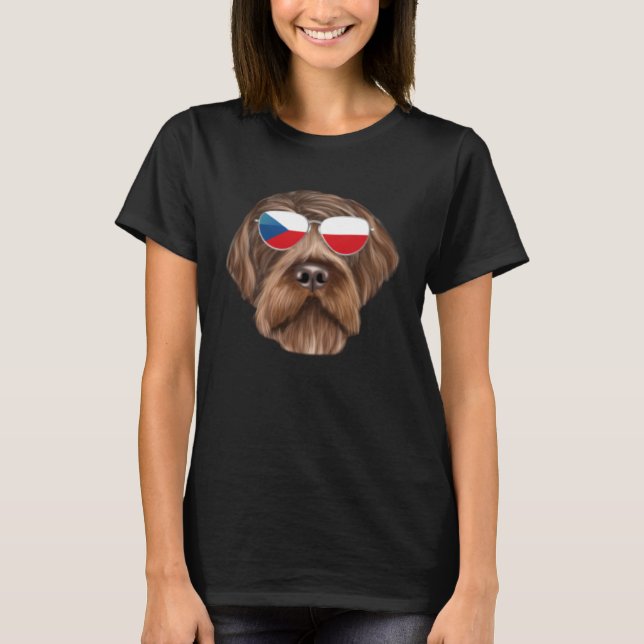 Czech Flag Wirehaired Pointing Griffon Czech Repub T-Shirt (Front)
