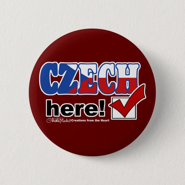 Czech Here (Dark) 2 Inch Round Button (Front)