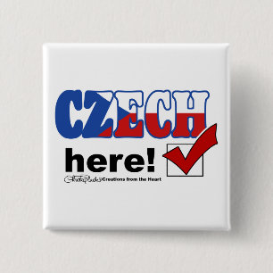 Czech Here (light) 2 Inch Square Button