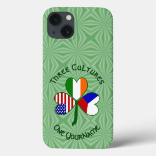 Czech Ireland USA Shamrock Flag Personalized iPhone 13 Case