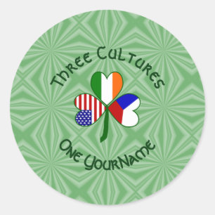 Czech Ireland USA Shamrock Flag Personalized Classic Round Sticker