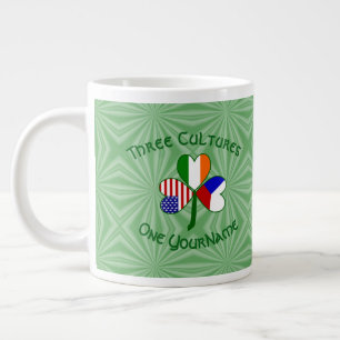 Czech Ireland USA Shamrock Flag Personalized  Large Coffee Mug