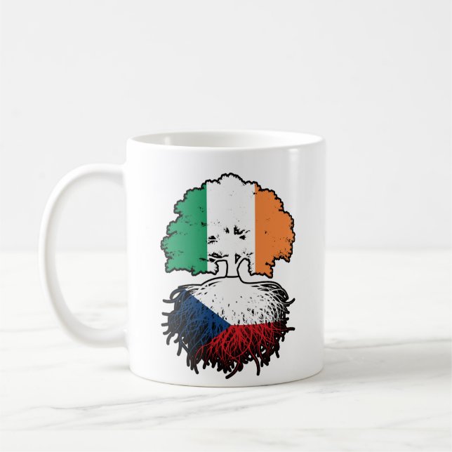 Czech Irish Ireland Tree Roots Flag Coffee Mug (Left)