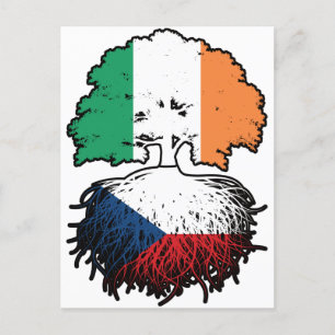 Czech Irish Ireland Tree Roots Flag Postcard
