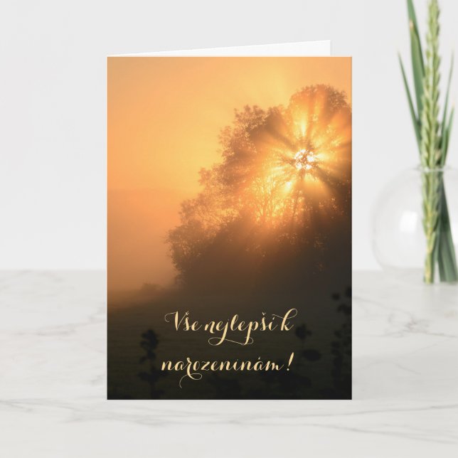 Czech language glorious sunrise birthday card (Front)