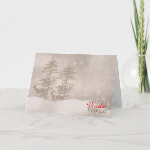 Czech Language Happy Holidays Stylish Christmas Holiday Card
