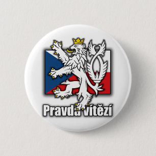 Czech Lion Coat of Arms Flag 2 Inch Round Button