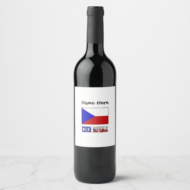 Czech Republic and Czech Flag Personalized  Wine Label (Front)