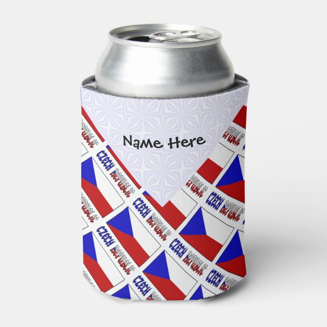 Czech Republic and Czech Flag Tiled Personalized  Can Cooler (Can Front)