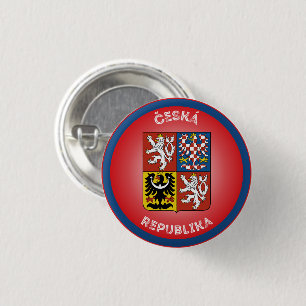 Czech Republic Coat of Arms Circle Shape  1 Inch Round Button