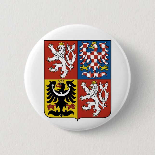 Czech Republic Coat of arms CZ 2 Inch Round Button (Front)