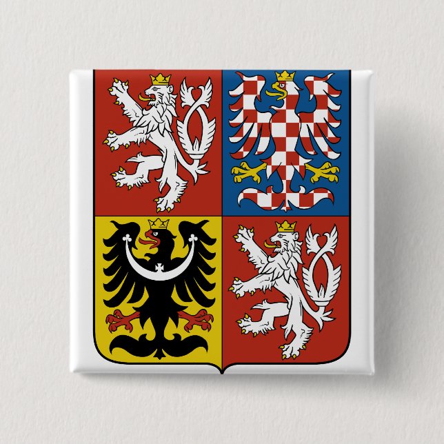 Czech Republic Coat of Arms detail 2 Inch Square Button (Front)