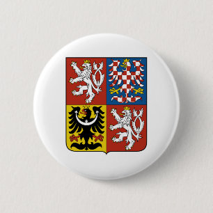 czech republic country coat arms symbol emblem fla 2 inch round button